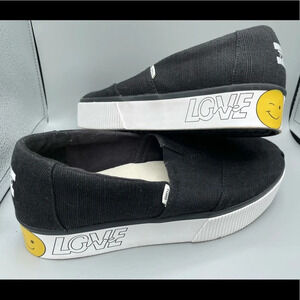 Toms Womens Alpargata Boardwalk Black GIVE LOVE Size 9.5